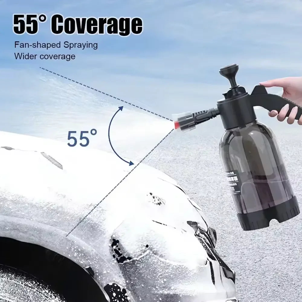 2L Hand Pump Foam Sprayer Pneumatic Washer Foam Snow Foam High Pressure Car Wash Spray Bottle for Car Home Cleaning