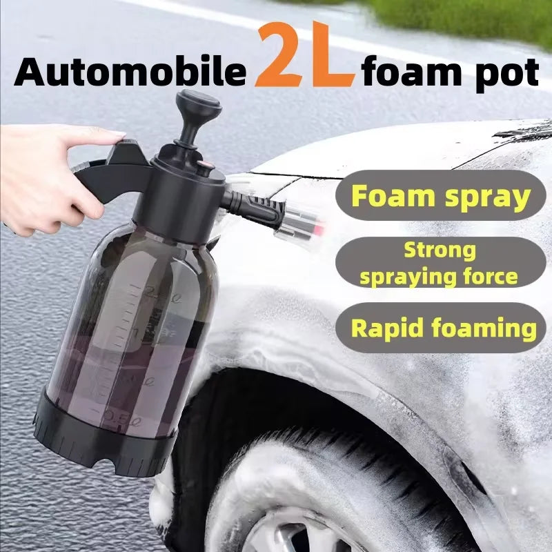 2L Hand Pump Foam Sprayer Pneumatic Washer Foam Snow Foam High Pressure Car Wash Spray Bottle for Car Home Cleaning