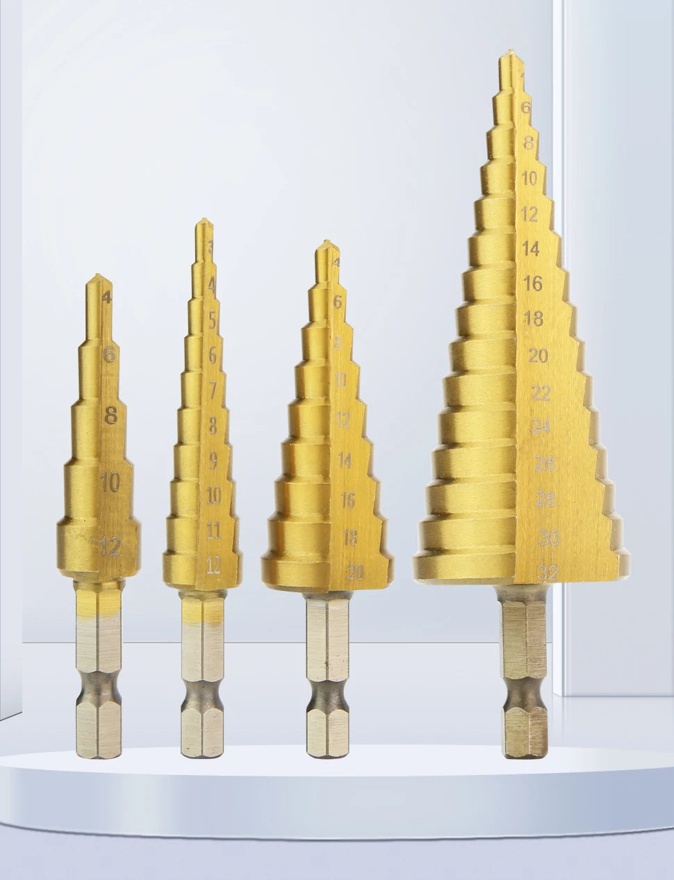 HSS Titanium Step Drill Bit  High Speed Stepped Drill Set Saw Drill Tools Conical Stage Drill For Metal Wood 4-12 4-20 4-32mm