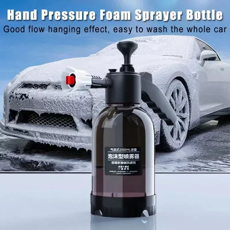 2L Hand Pump Foam Sprayer Pneumatic Washer Foam Snow Foam High Pressure Car Wash Spray Bottle for Car Home Cleaning