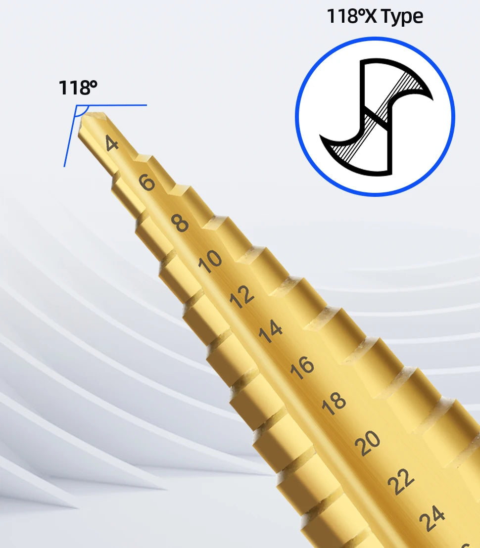 HSS Titanium Step Drill Bit  High Speed Stepped Drill Set Saw Drill Tools Conical Stage Drill For Metal Wood 4-12 4-20 4-32mm