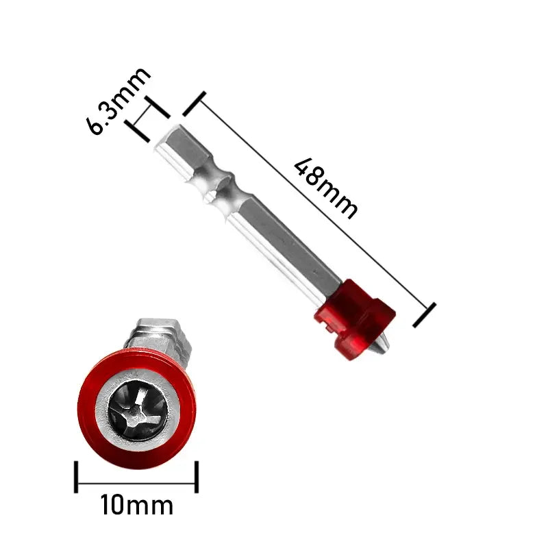 1/4" Screwdriver Bits Red Head Magnet Driver Hex Shank With Magnetizer Cross Magnetic Bit Hand Electric Screw Tools Accessories